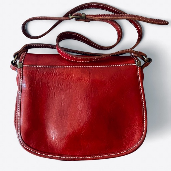 🇮🇹 I Medici Firenze Italian Leather Saddle Bag Crossbody Classic Minimalist - Picture 6 of 17